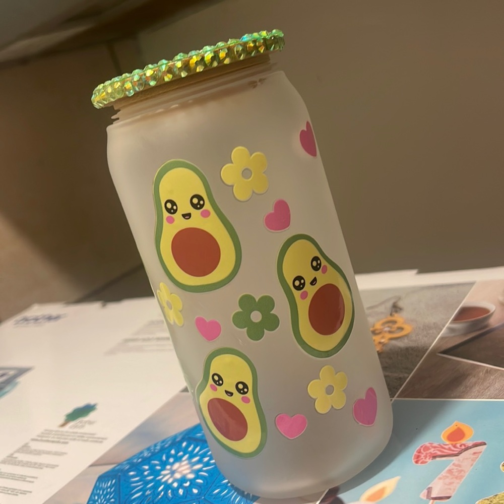 16oz blinged glass cups